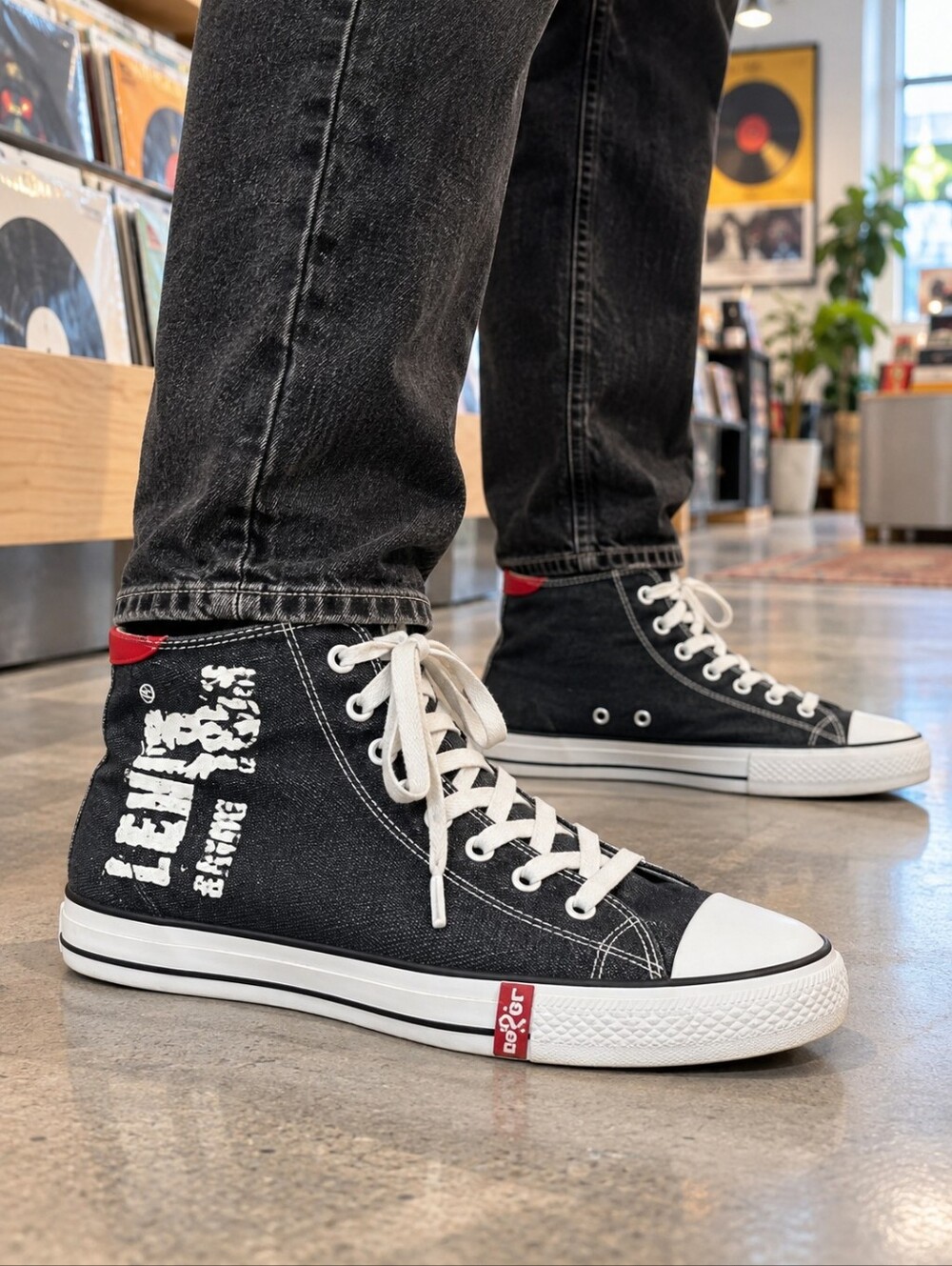 Levi's 514175 Black Denim Graphic High Top Sneakers Men's 10.5
